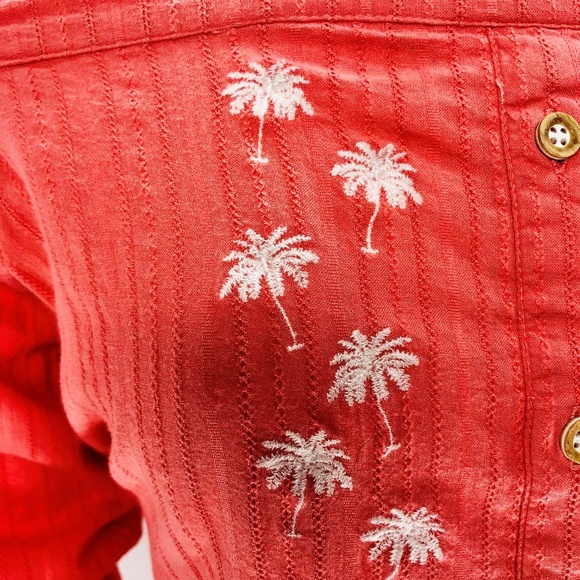 Tropical Palm Tree Peach Small Democracy Top Shirt - Picture 5 of 8